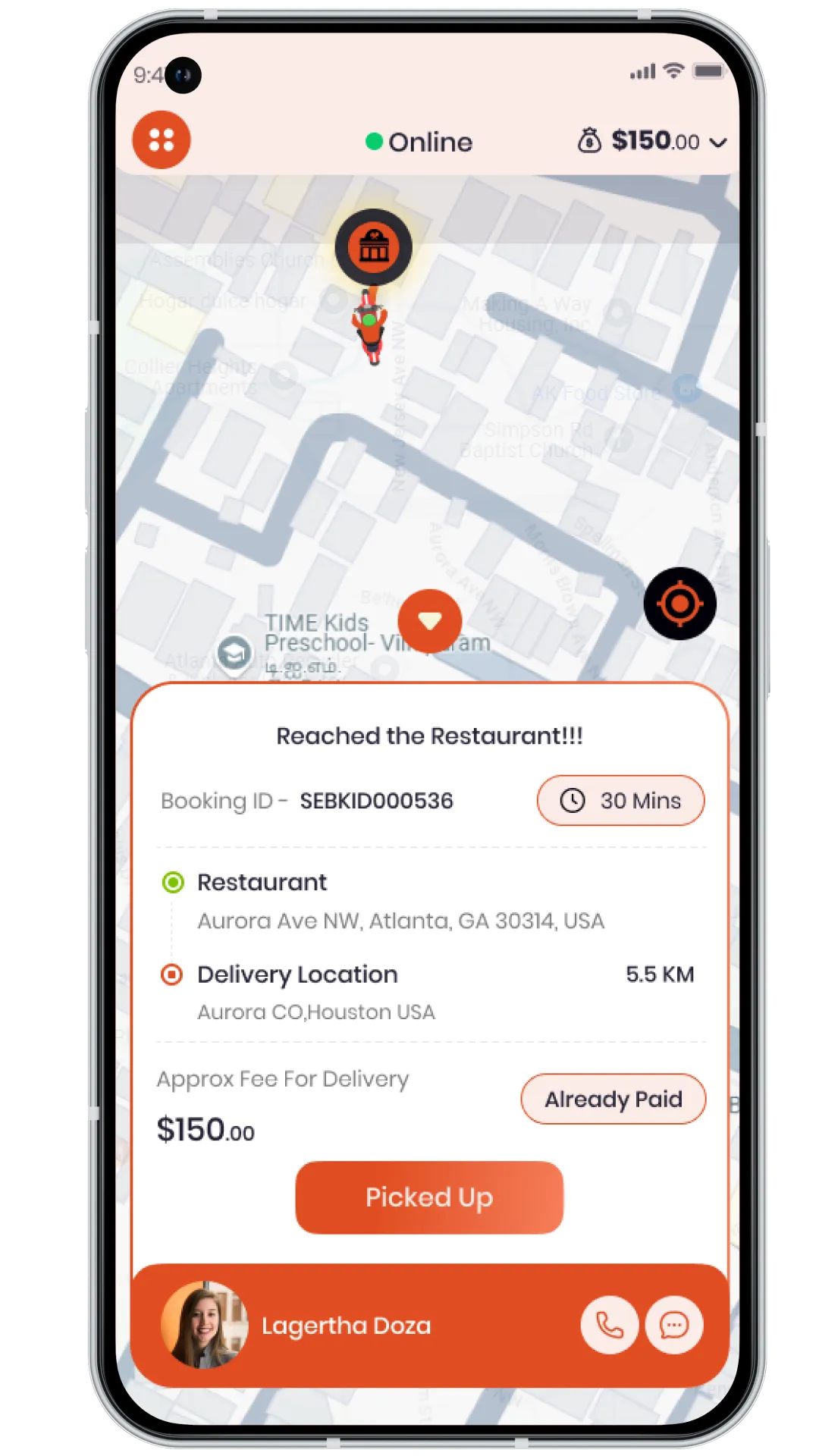 food delivery driver location