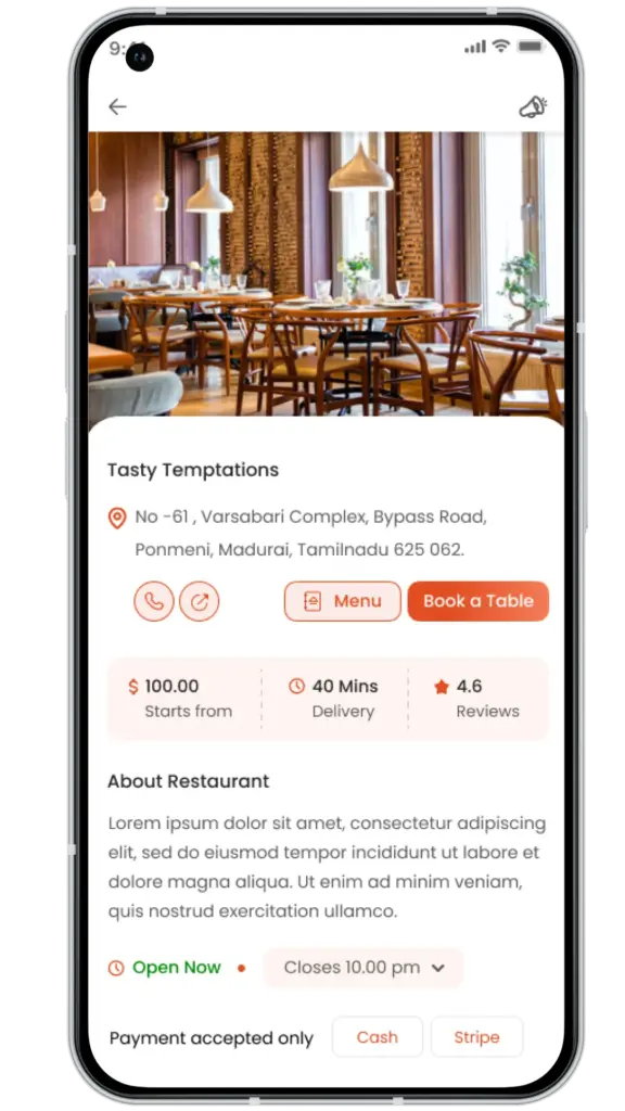 Grubhub Clone Restaurant check