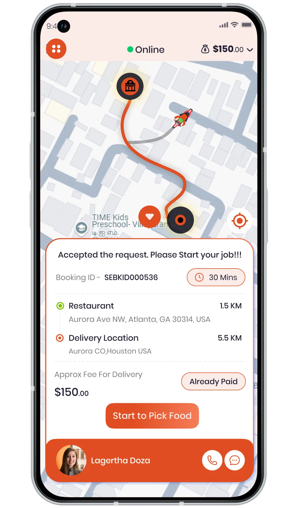 Grubhub Clone delivery partner location