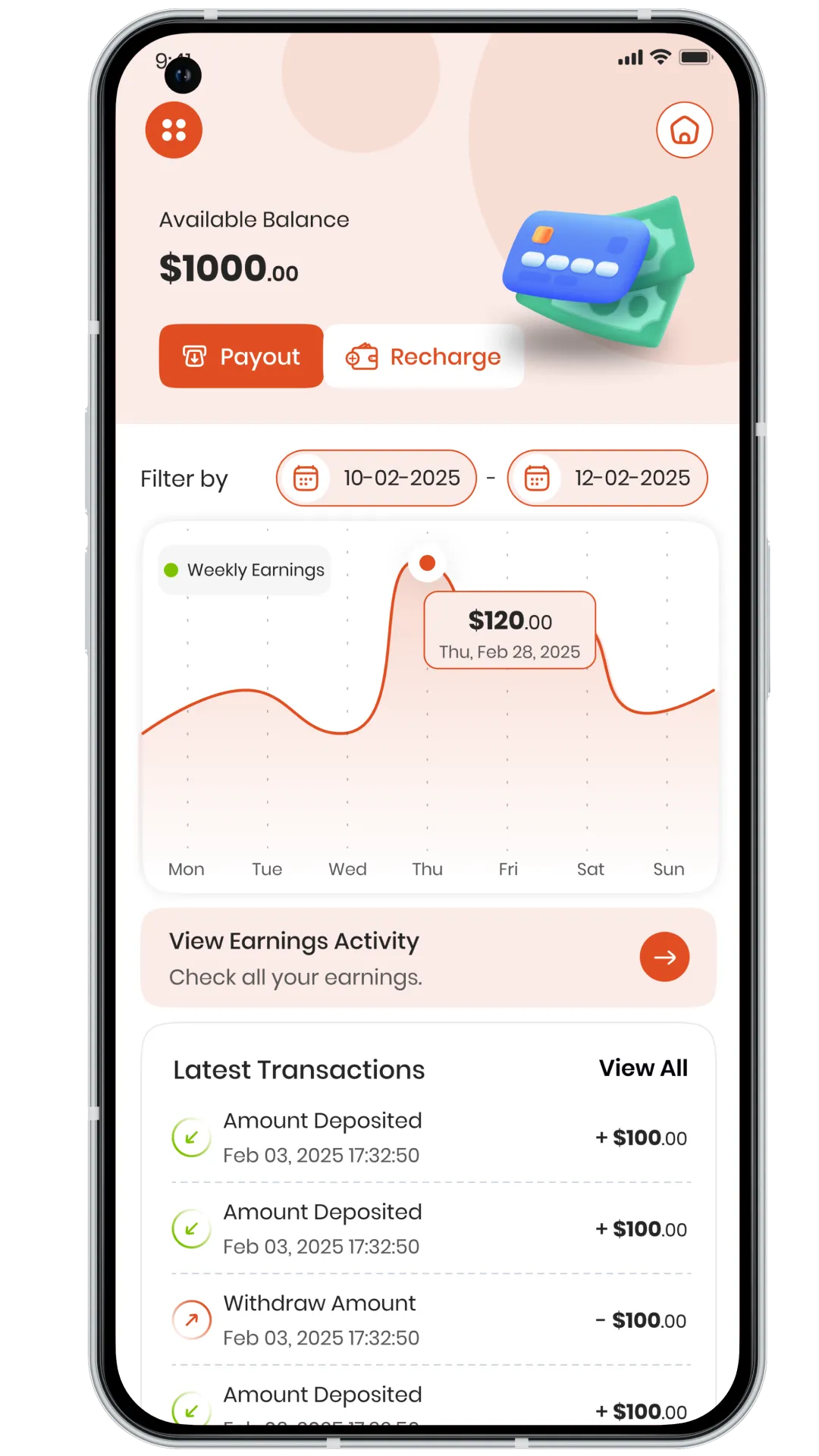 Grubhub Clone delivery partner wallet