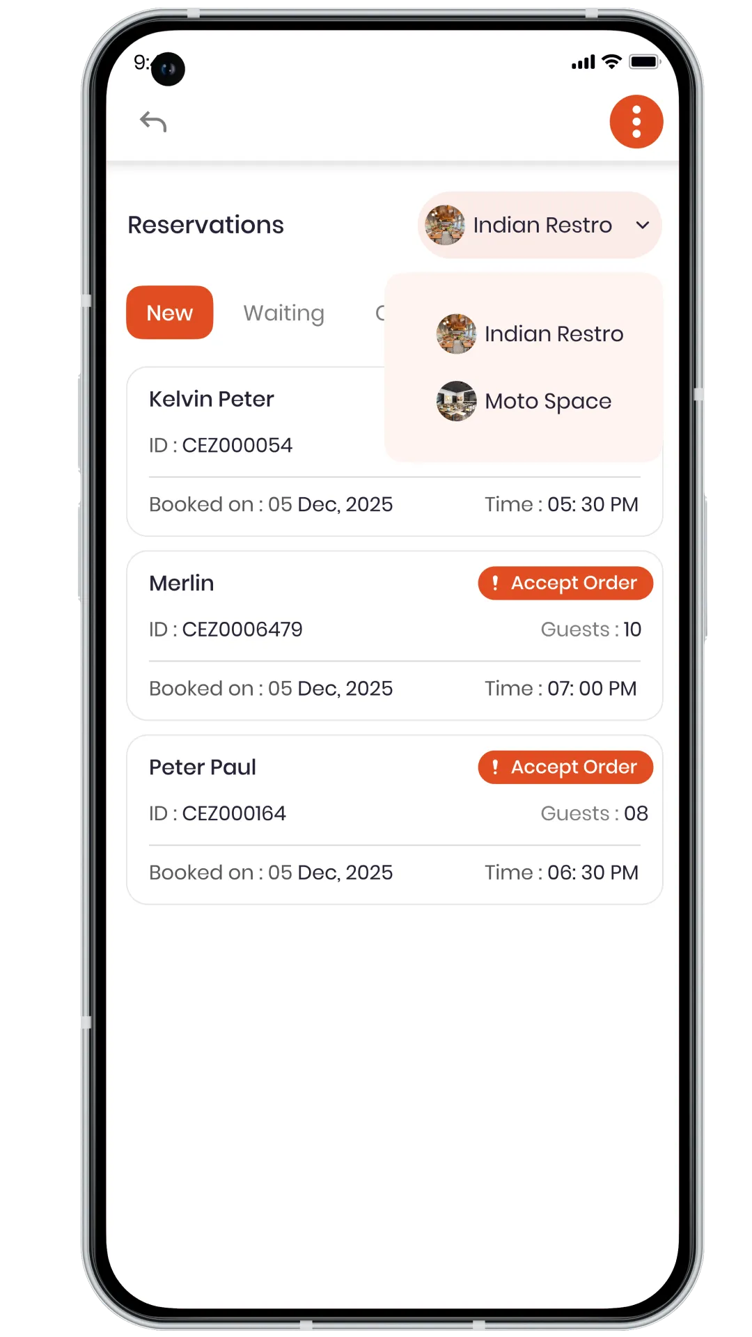 Restaurant order tracking