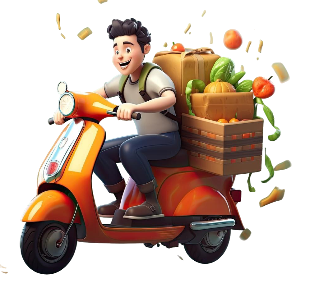 Food delivery boy on scooter