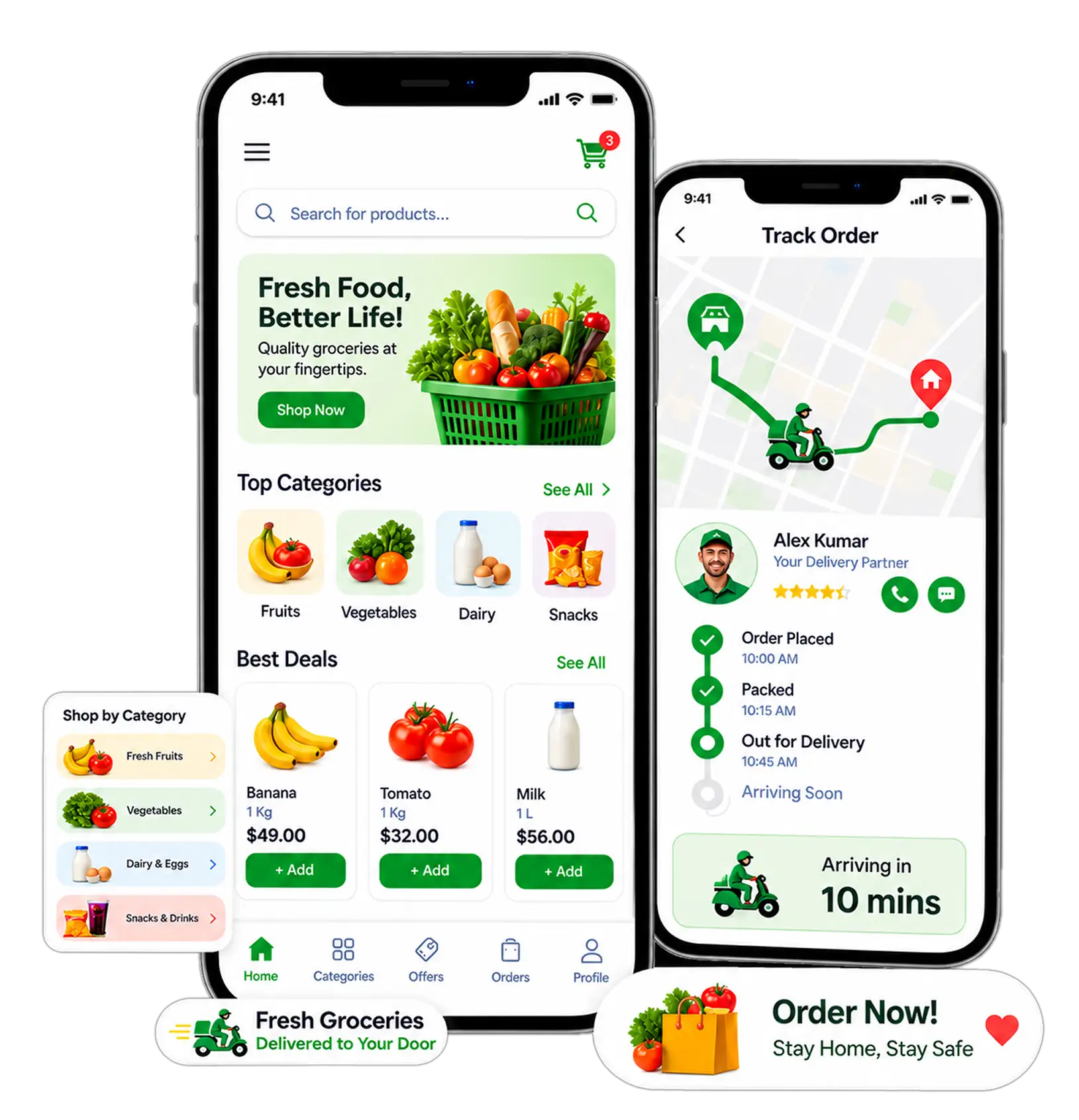 Grocery ordering app features