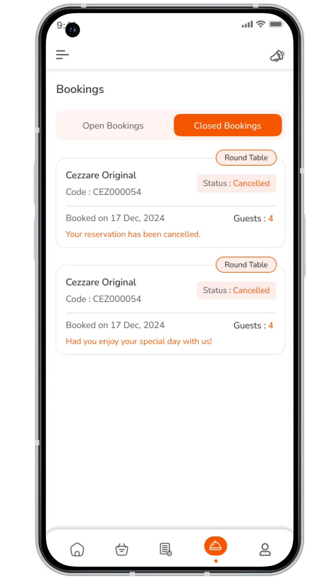 JustEat clone closed bookings