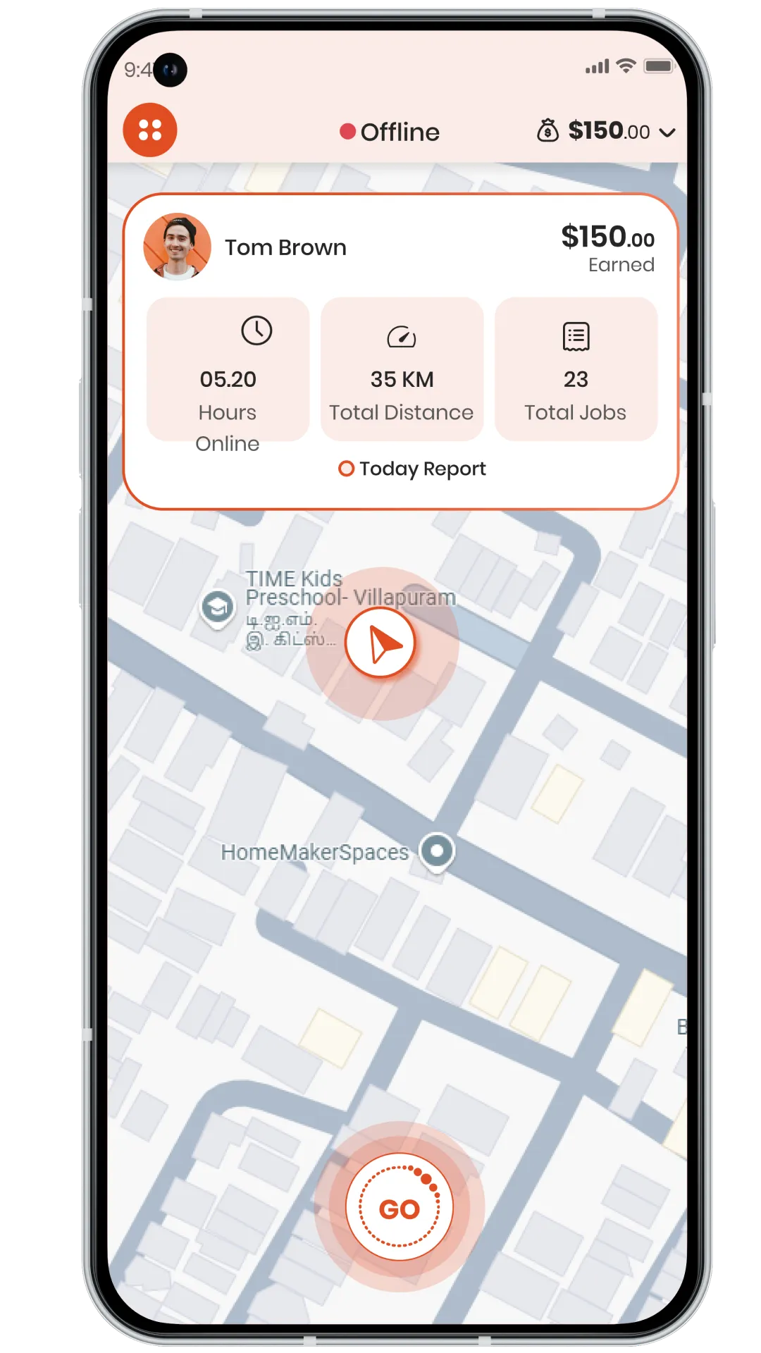 JustEat clone partner delivery map