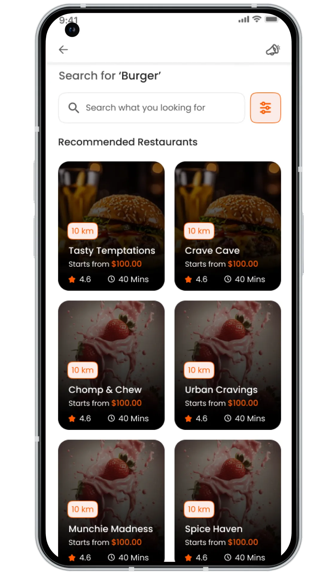 JustEat clone restaurant search