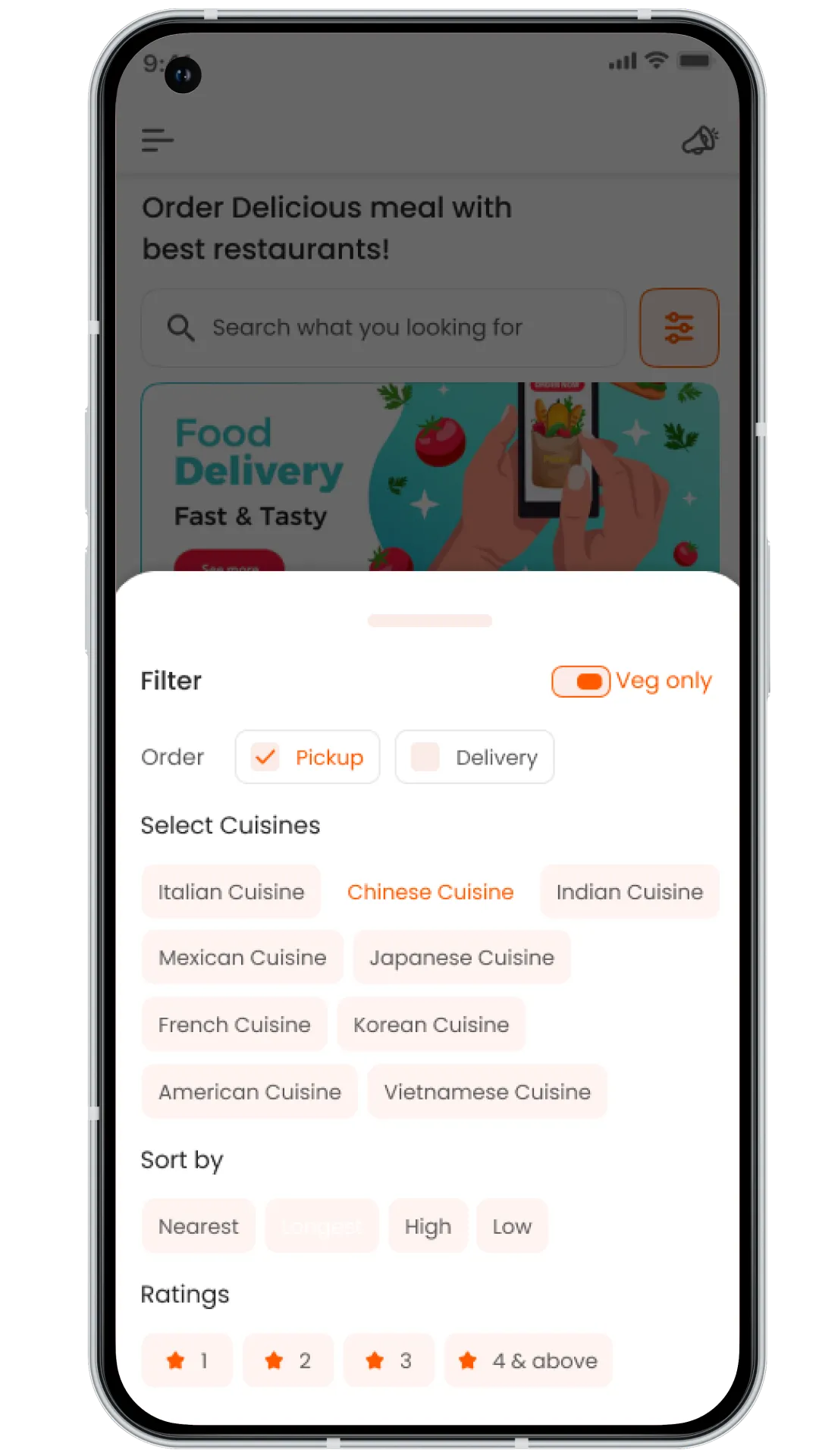 JustEat clone restaurant filter