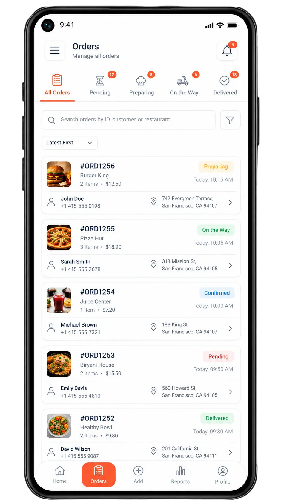 Grubhub Clone admin