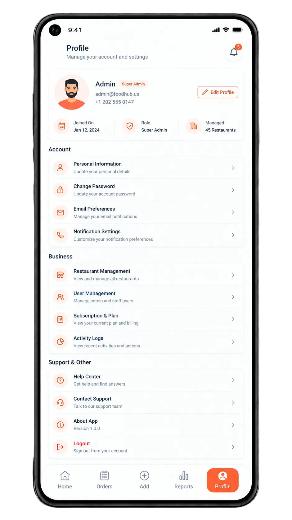 Grubhub Clone admin