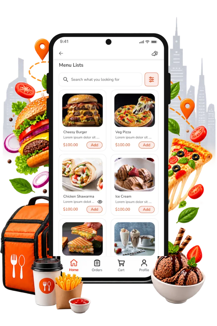 Food delivery app interface