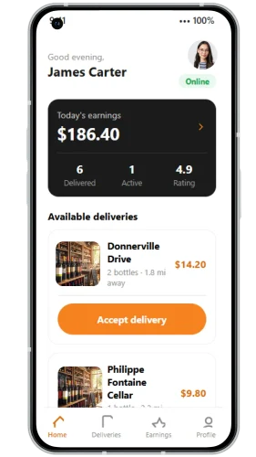 Alcohol Delivery App-delivery partner